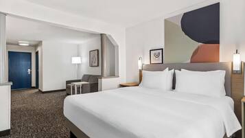 Premium bedding, desk, blackout drapes, iron/ironing board