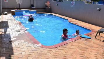 Swimmers can enjoy the pool with a depth limit of 1.2 meters.