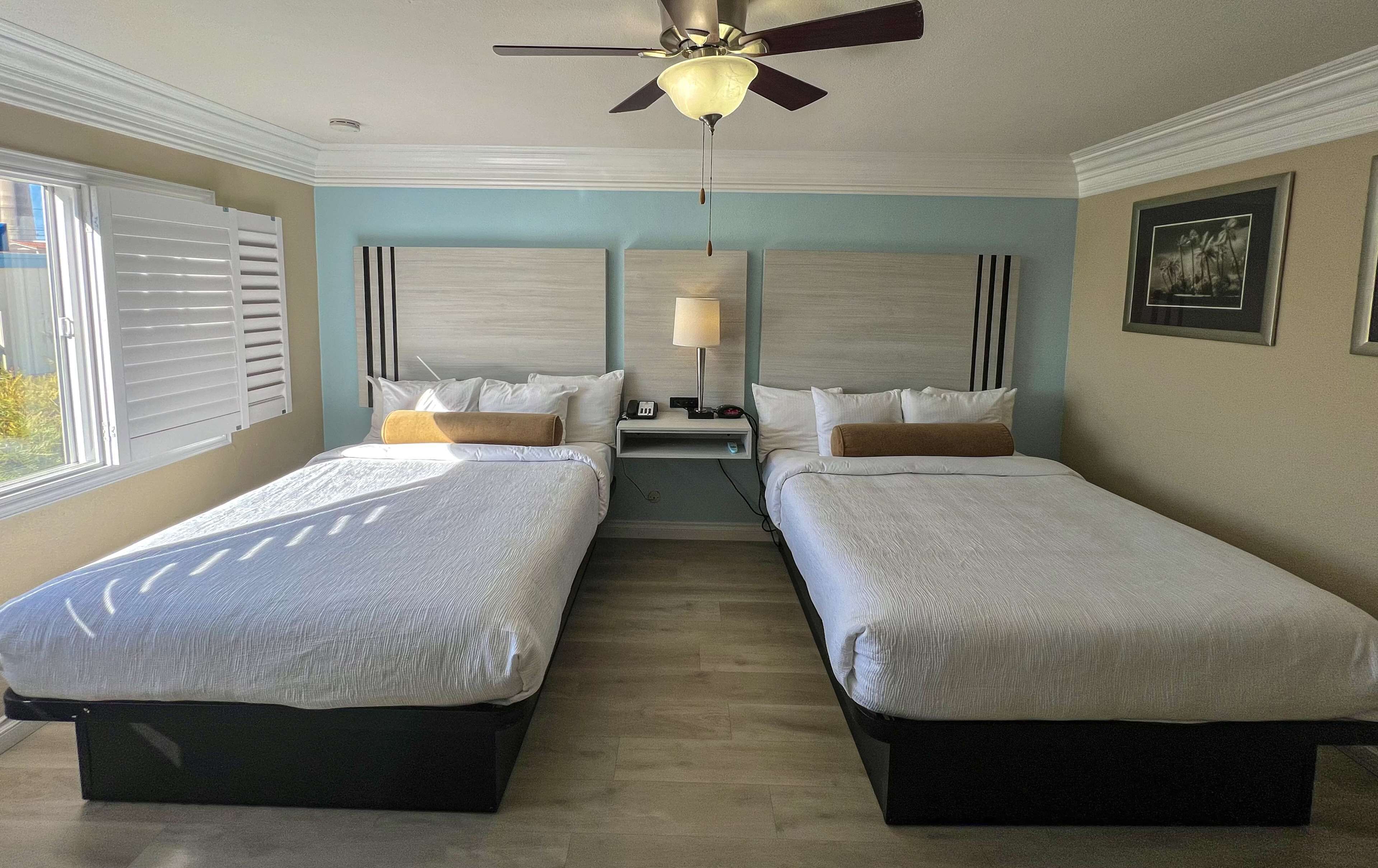 standard room, 2 queen beds, non smoking, refrigerator | premium bedding, in-room safe, desk, laptop workspace