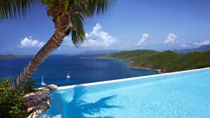 A clear blue pool with a view of the ocean and mountains. - Peter Island Resort (Sprat Bay)