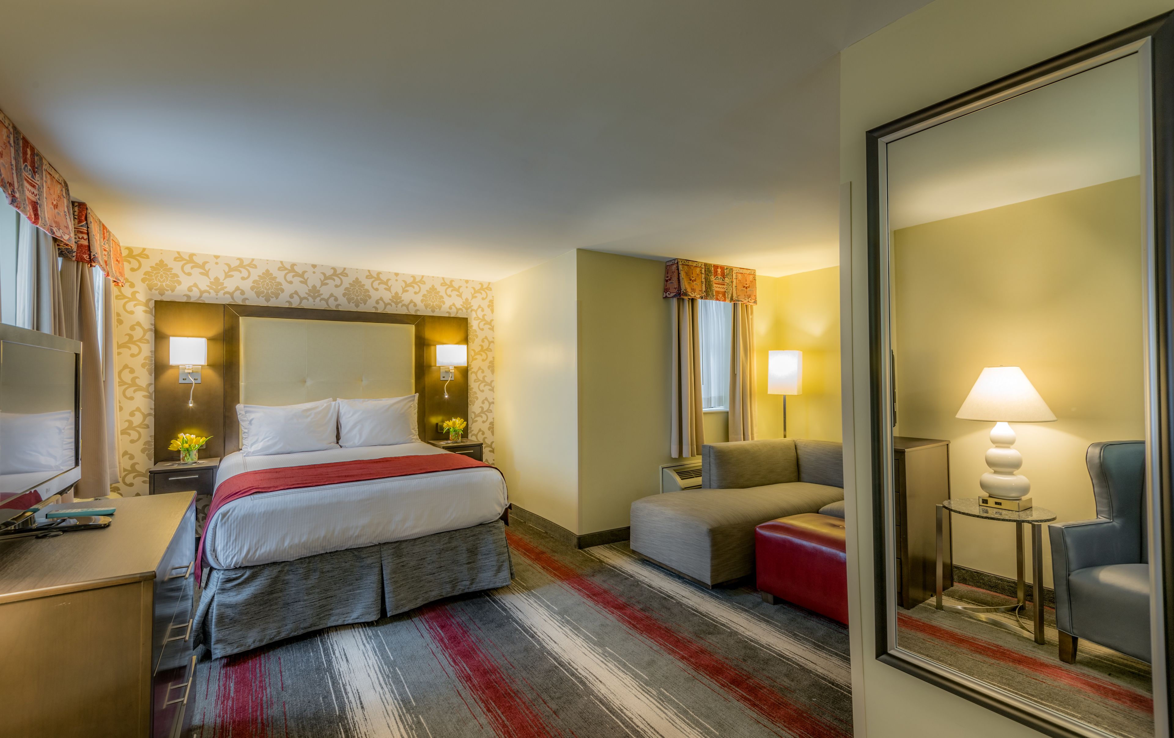 hypo-allergenic bedding, desk, iron/ironing board, free cots/infant beds