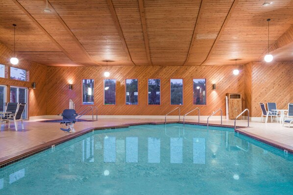 Indoor pool, open 6:00 AM to midnight, sun loungers
