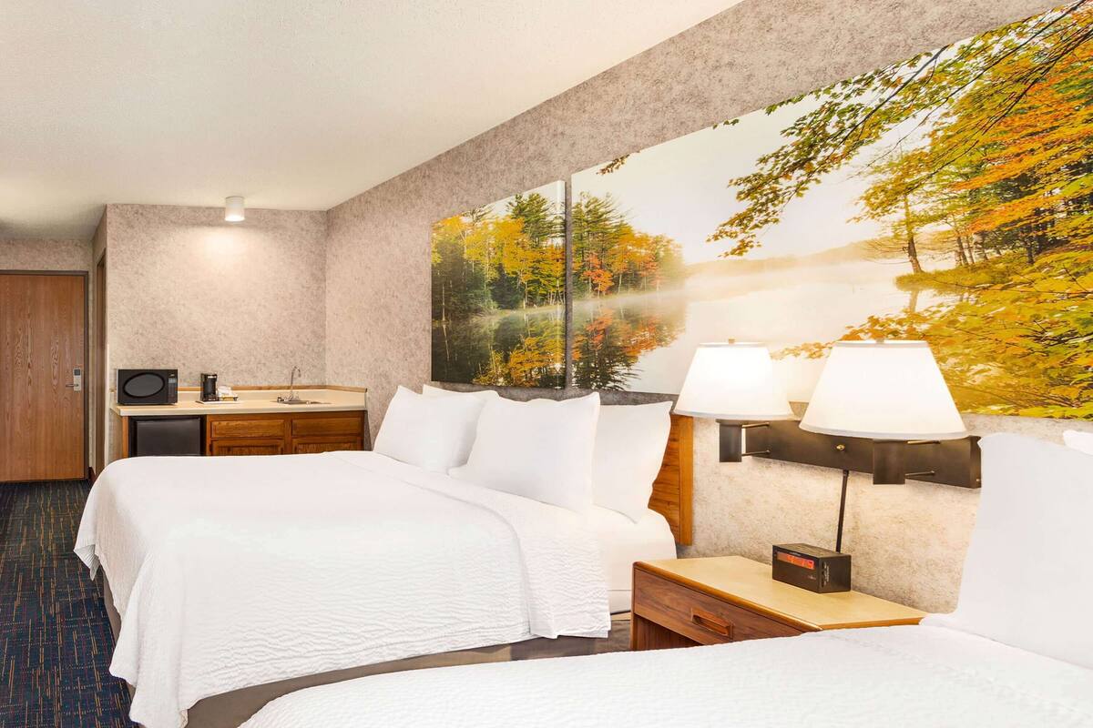 standard room, 2 queen beds | premium bedding, desk, laptop workspace, iron/ironing board