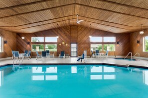 Indoor pool, open 6:00 AM to midnight, sun loungers