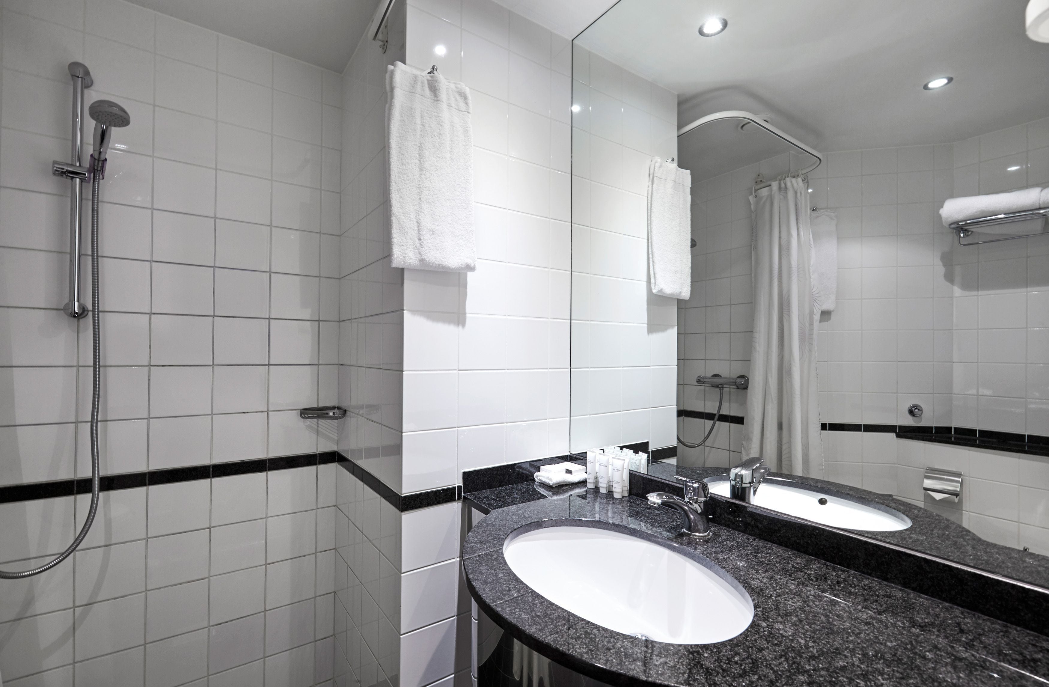 shower, eco-friendly toiletries, hair dryer, heated floors