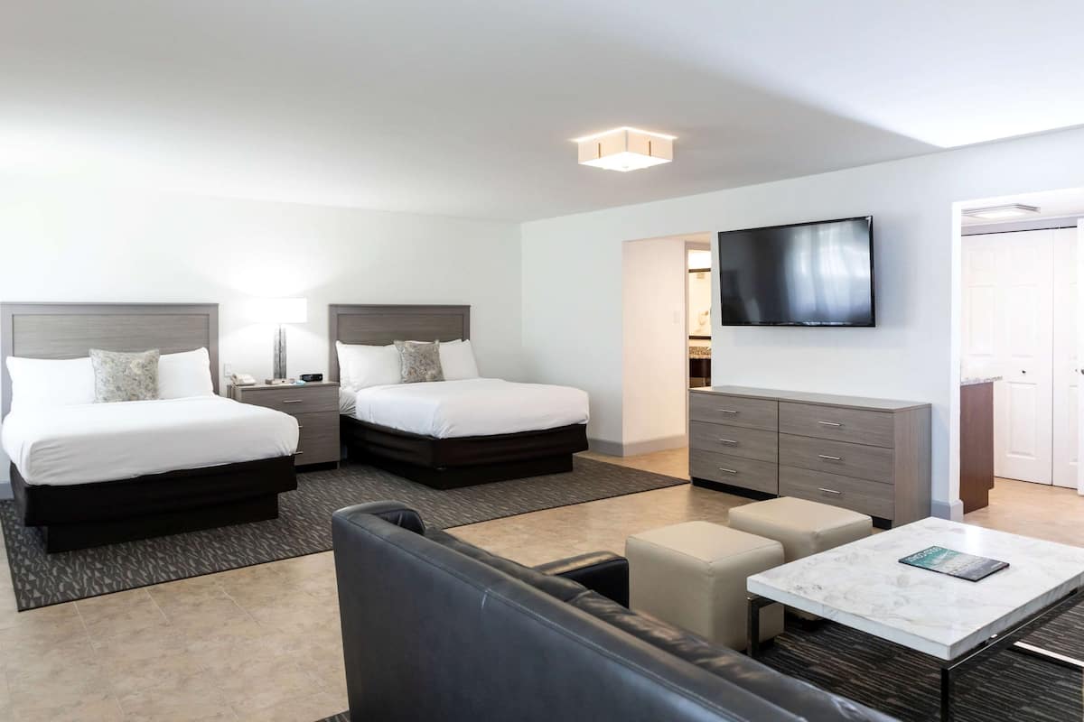 loft suite with 2 queen beds - non smoking | desk, laptop workspace, blackout curtains, iron/ironing board