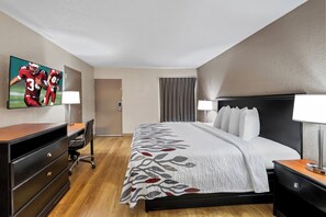 1 bedroom, desk, blackout curtains, iron/ironing board