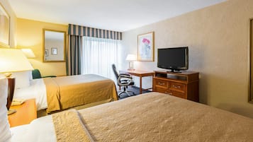 Desk, blackout curtains, soundproofing, iron/ironing board
