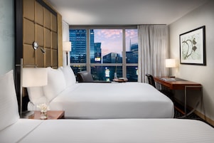 Premier Room, 2 Double Beds (Ball Drop View) | In-room safe, desk, laptop workspace, blackout drapes