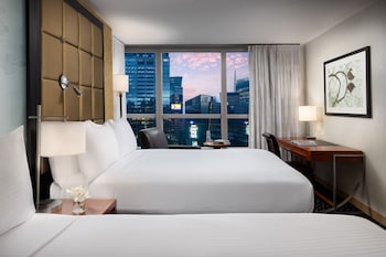 Premier Room, 2 Double Beds (Ball Drop View) | In-room safe, desk, laptop workspace, blackout drapes at Millennium Hotel Broadway Times Square