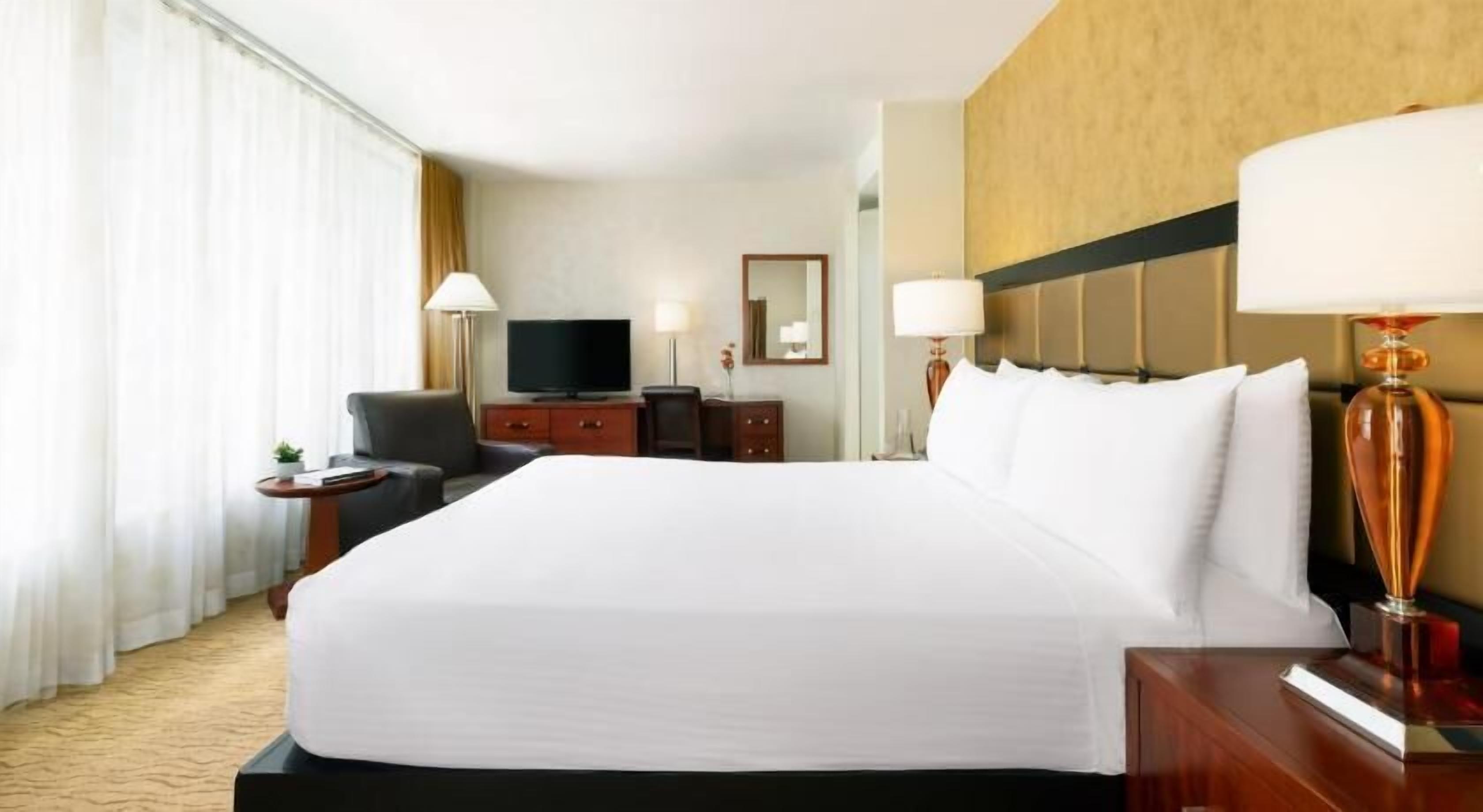 In-room safe, desk, laptop workspace, blackout curtains