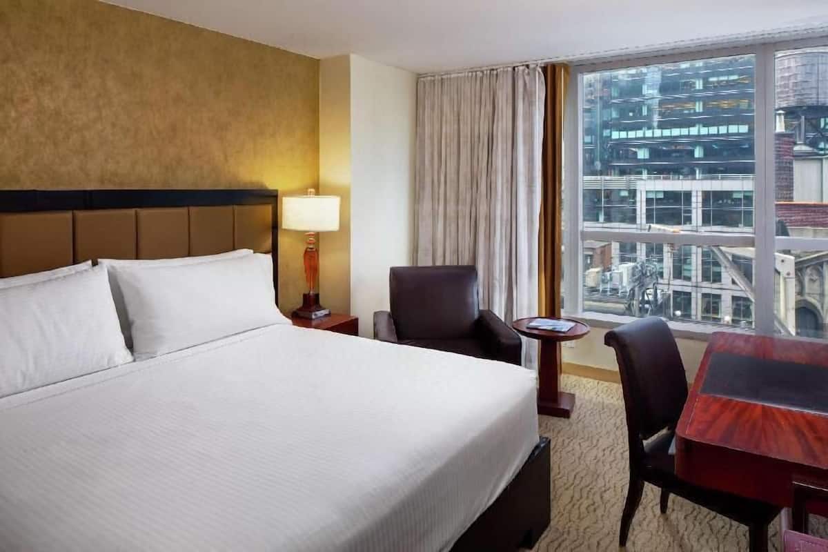 In-room safe, desk, laptop workspace, blackout curtains