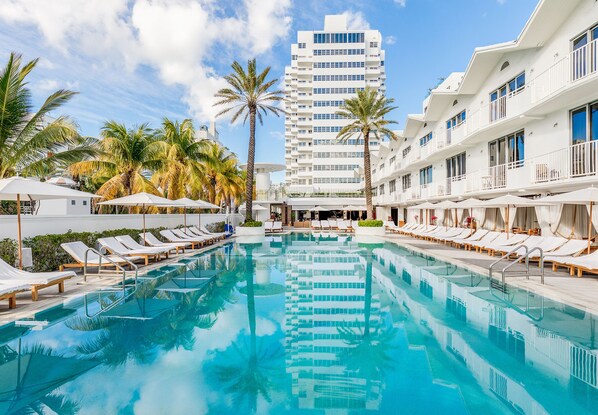 Outdoor pool, open 6:30 AM to 7:00 PM, cabanas (surcharge)