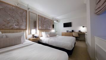 Two Queen Beds Room | Premium bedding, in-room safe, desk, laptop workspace