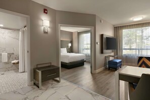 Suite, 1 Queen Bed, Accessible (Roll-In Shower) | 1 bedroom, premium bedding, pillow-top beds, in-room safe