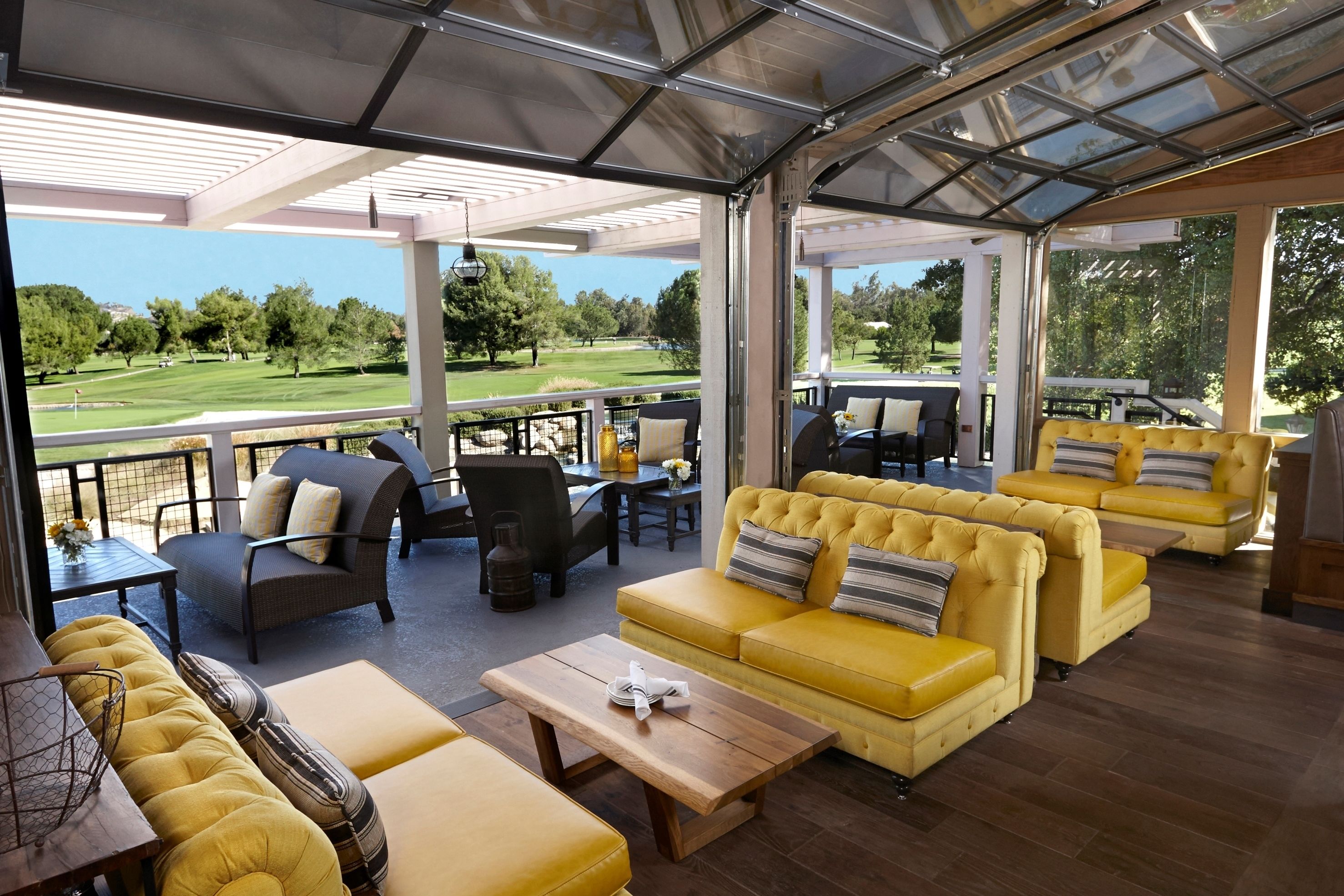 breakfast, lunch, dinner served; golf course views