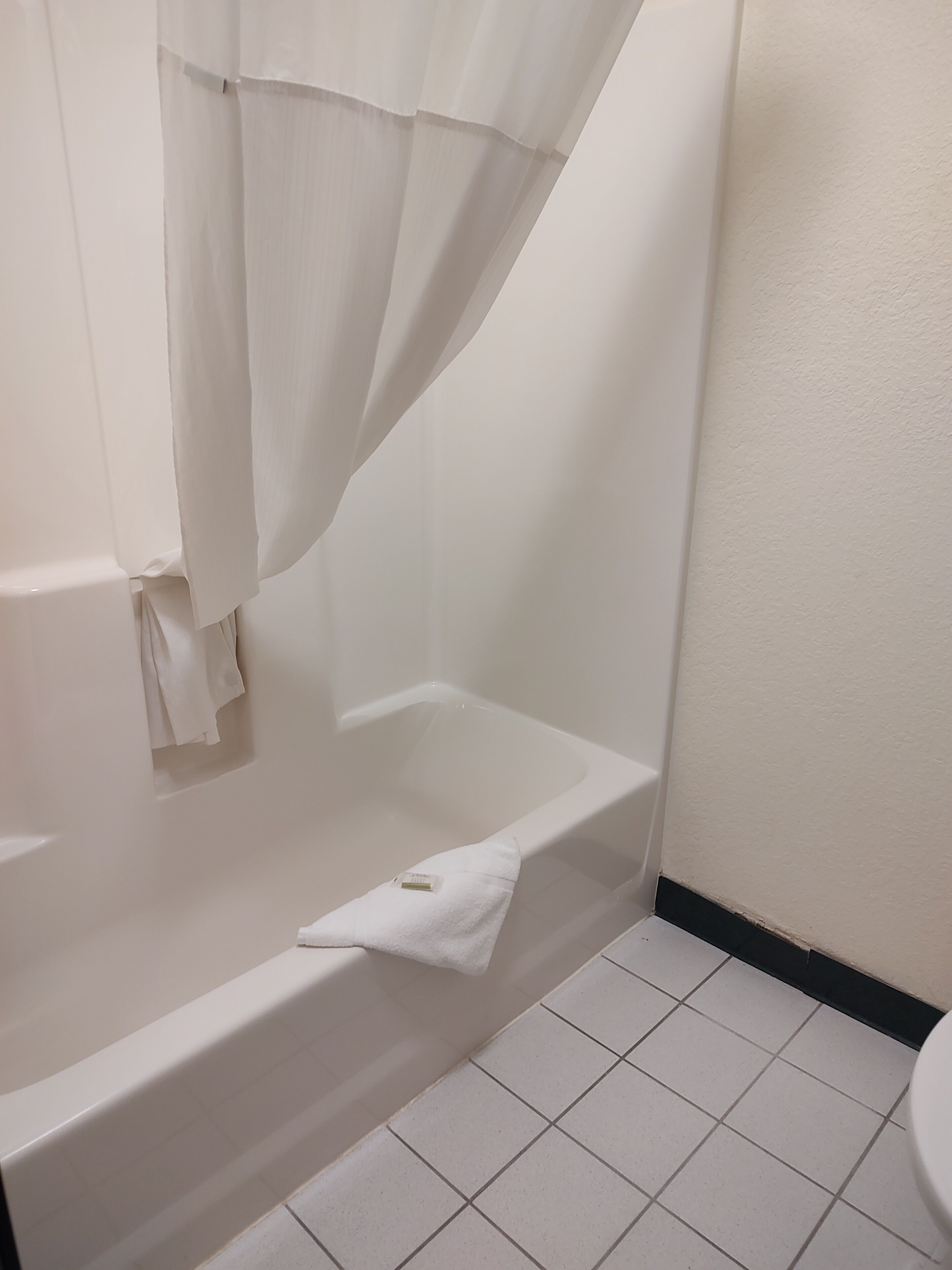 combined shower/bathtub, free toiletries, hair dryer, towels