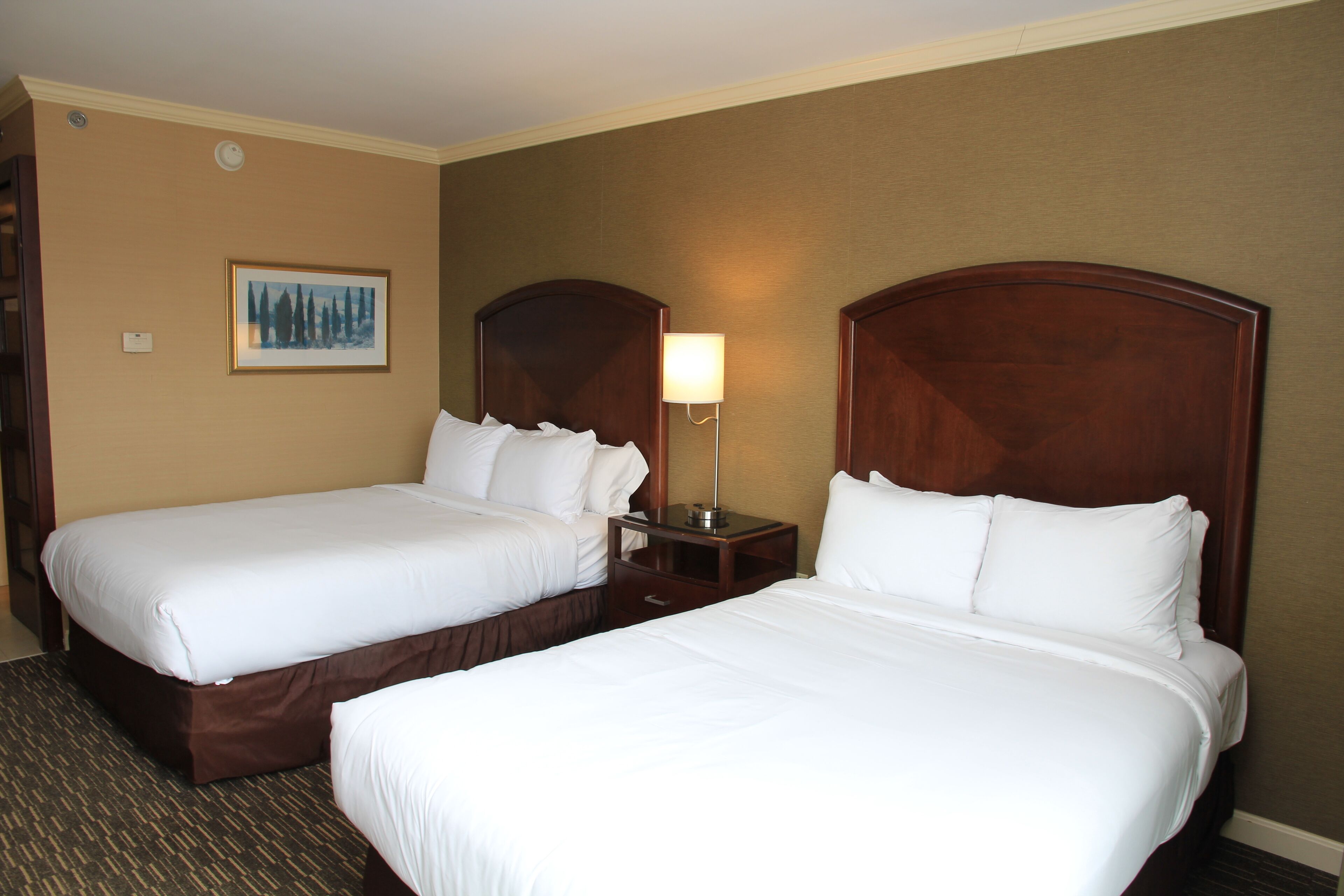 Premium bedding, pillowtop beds, desk, blackout drapes