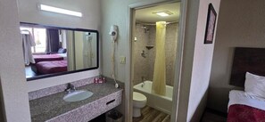 Rainfall showerhead, hair dryer, towels