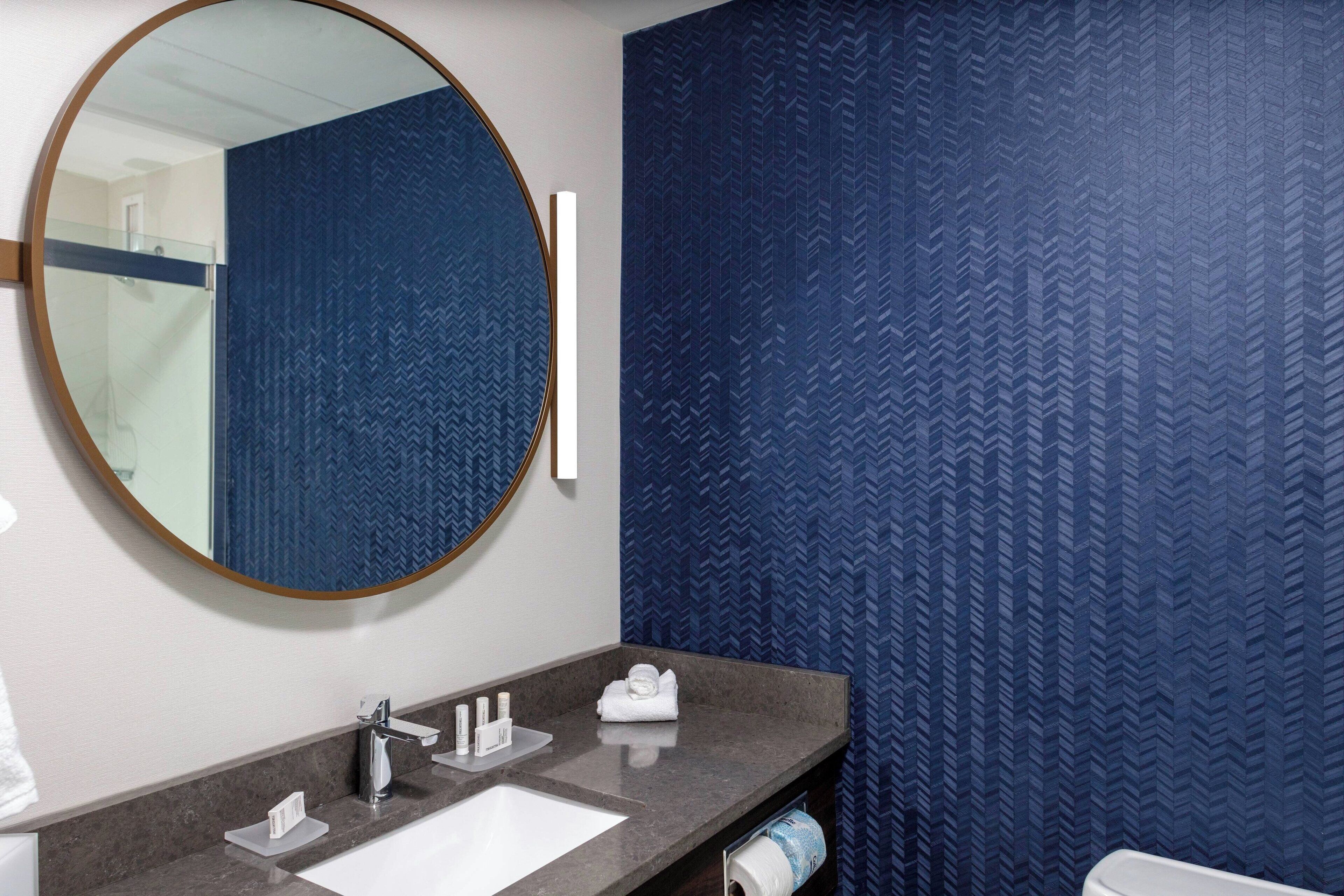 free toiletries, hair dryer, towels