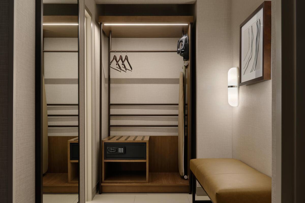 In-room safe, desk, laptop workspace, blackout drapes