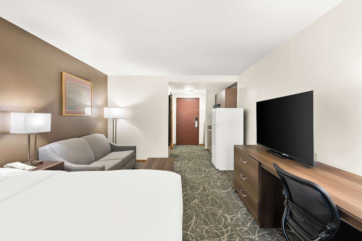 Chambre Standard, 1 trÚs grand lit, non-fumeur, réfrigérateur et four à micro-ondes