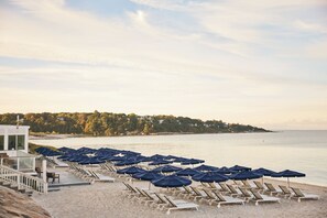 Private beach, sun loungers, beach umbrellas, beach towels