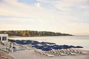 Private beach, sun loungers, beach umbrellas, beach towels