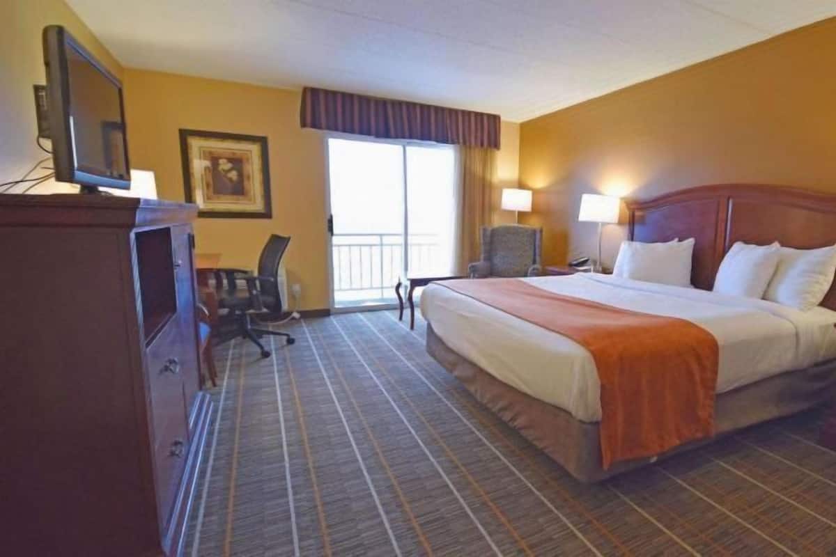 In-room safe, desk, iron/ironing board, cribs (free)