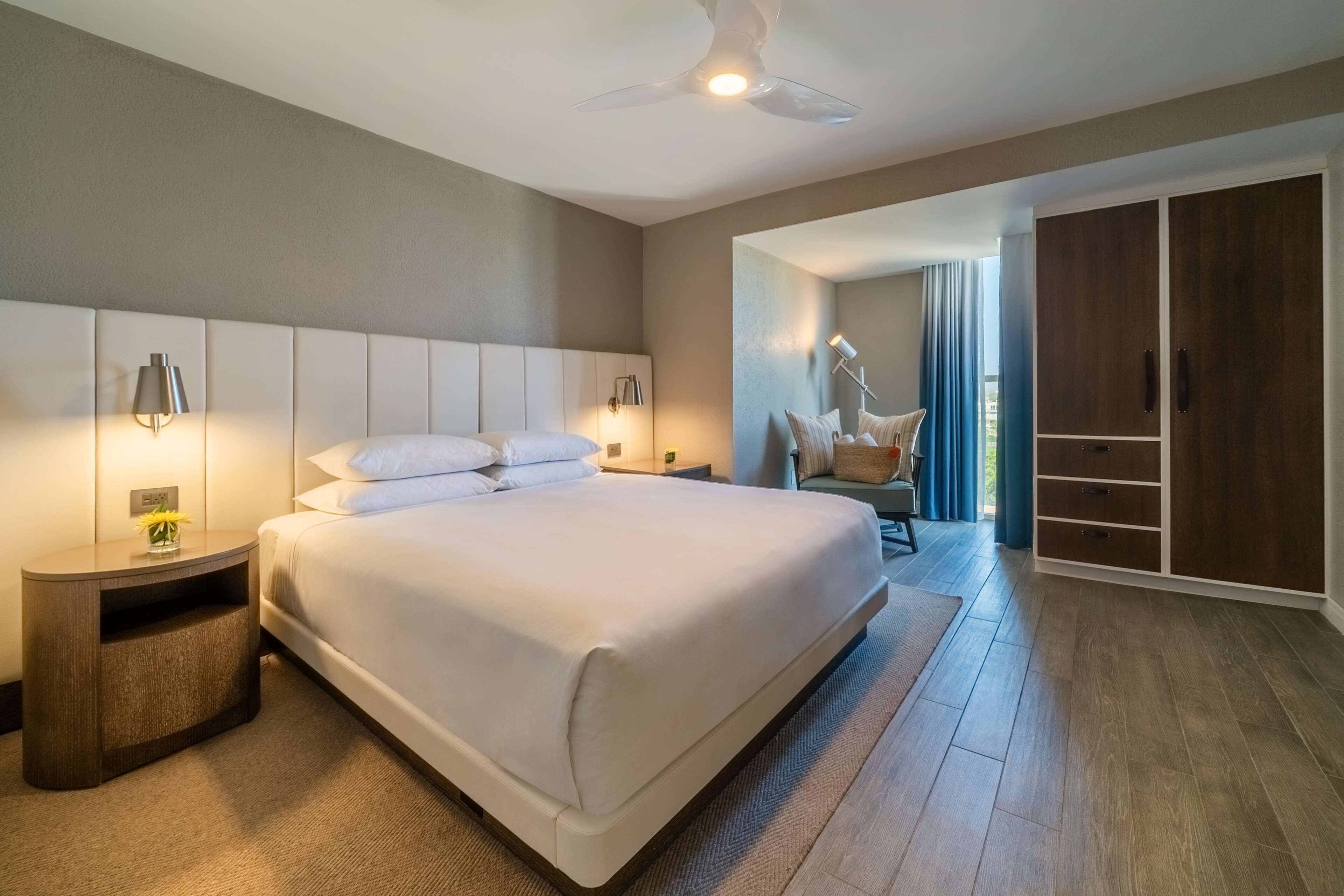 Premium bedding, down comforters, pillowtop beds, in-room safe