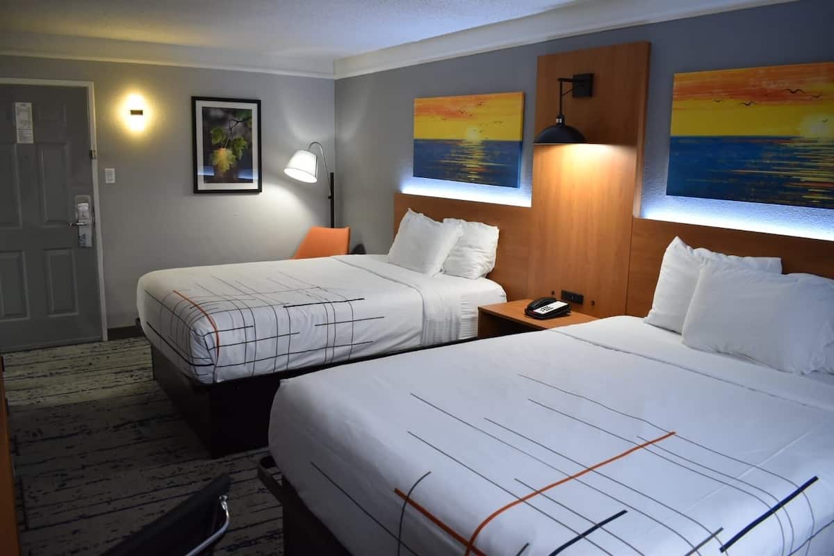 Premium bedding, desk, blackout curtains, iron/ironing board