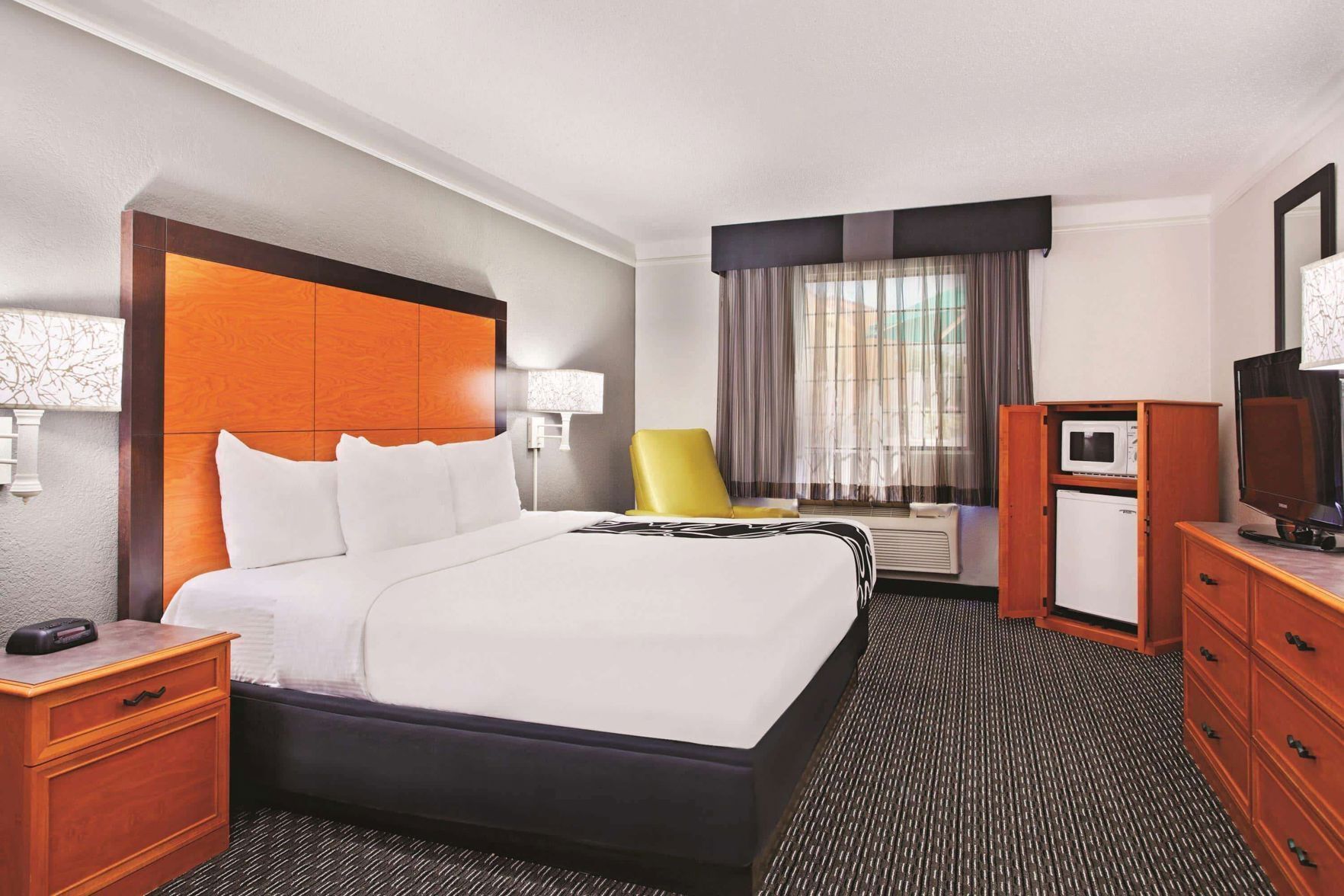 Premium bedding, desk, blackout curtains, iron/ironing board