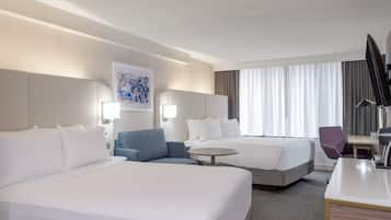 Premium bedding, desk, blackout drapes, iron/ironing board