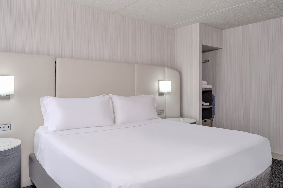 Standard Room, 1 King Bed, Roll-in Shower (Mobility Accessible) | Premium bedding, desk, blackout drapes, iron/ironing board