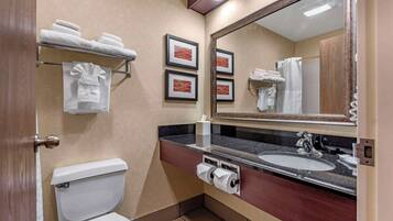 A bathroom with a toilet, sink, and towel rack.