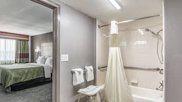 Room, 1 King Bed, Accessible, Non Smoking | Bathroom | Combined shower/bathtub, free toiletries, hair dryer, towels