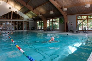 Indoor pool, seasonal outdoor pool, pool umbrellas, sun loungers
