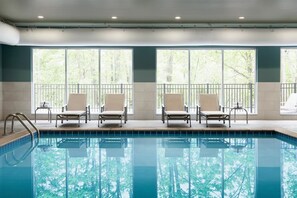 Indoor pool, open 9:00 AM to 10:00 PM, sun loungers