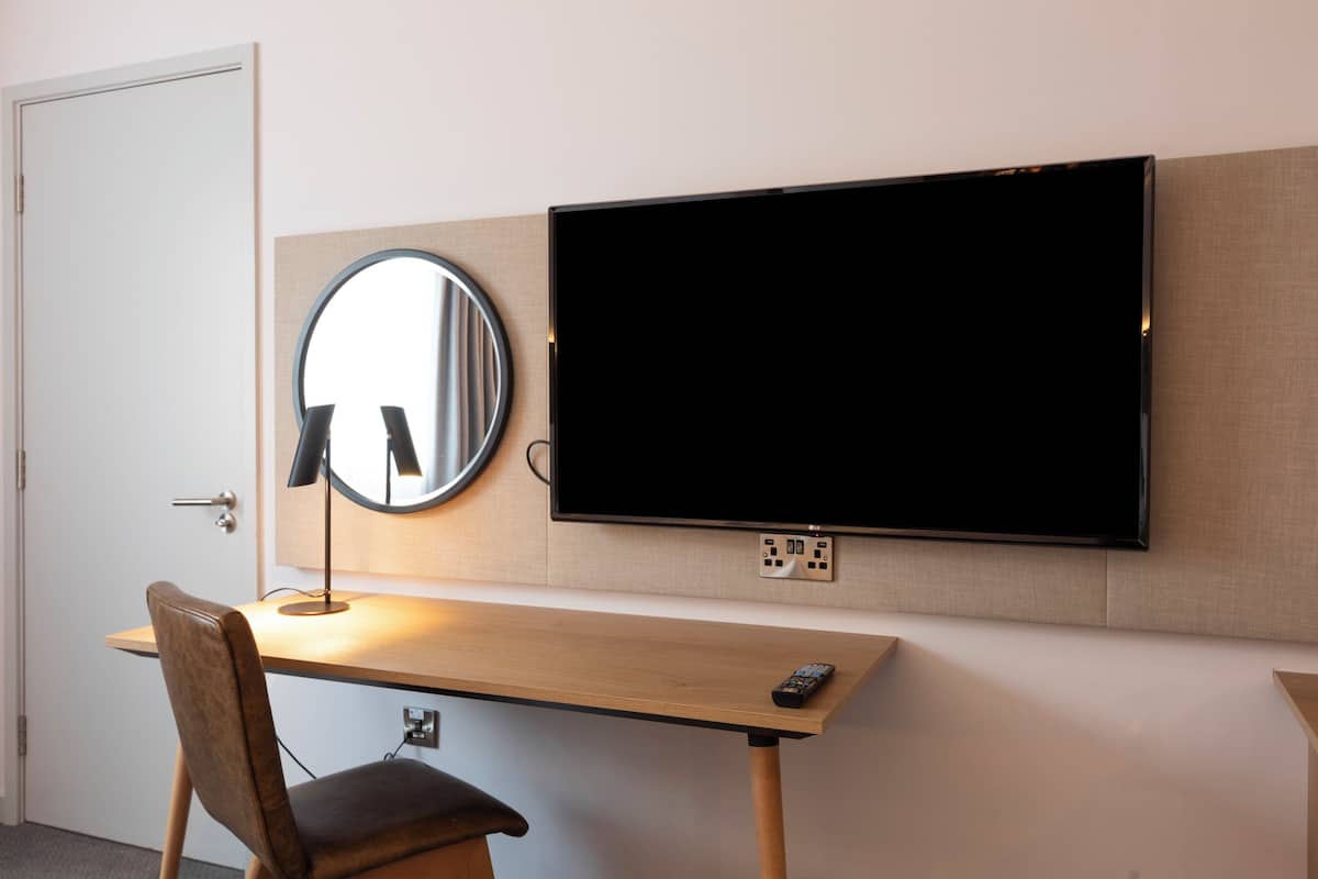 In-room safe, desk, laptop workspace, iron/ironing board