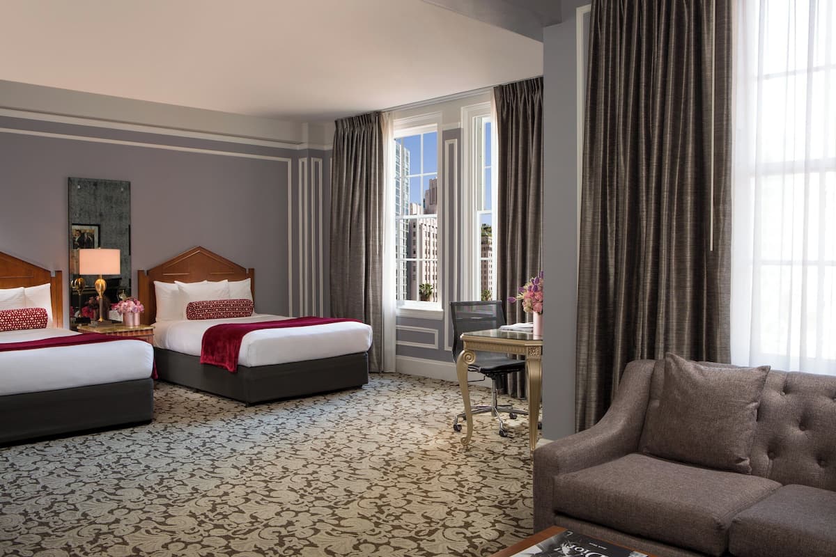 Studio Suite, 2 Double Beds | Hypo-allergenic bedding, down comforters, in-room safe, desk