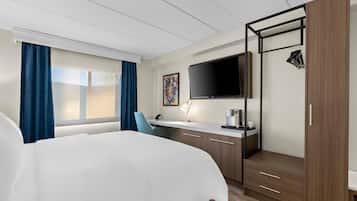 In-room safe, desk, laptop workspace, blackout drapes