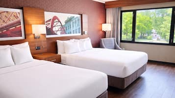 Pillowtop beds, desk, laptop workspace, blackout drapes