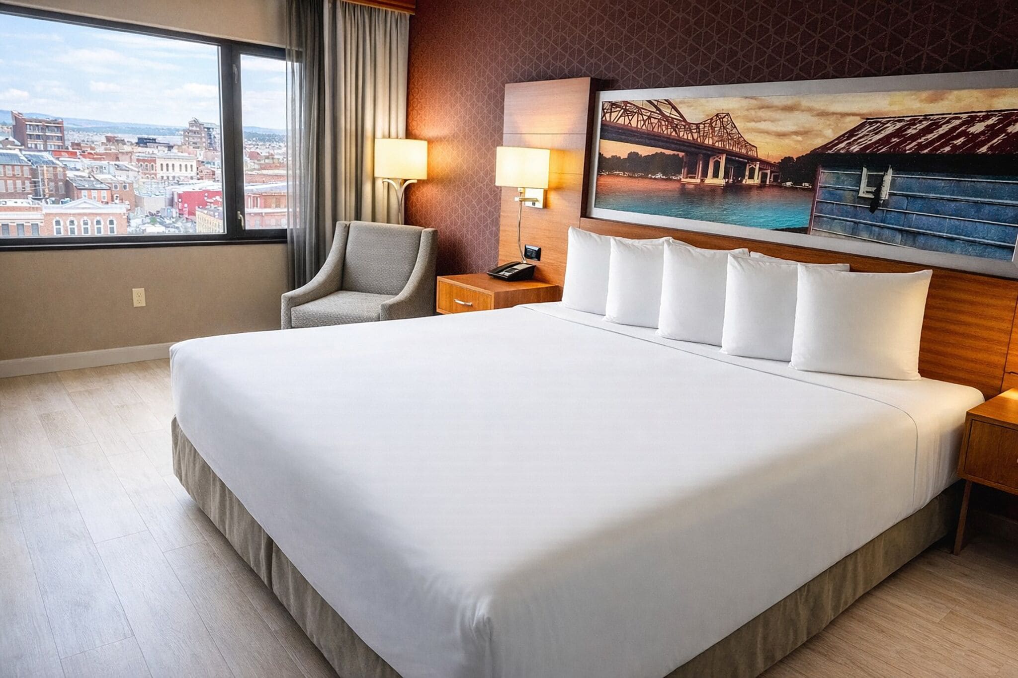 Pillowtop beds, desk, laptop workspace, blackout drapes