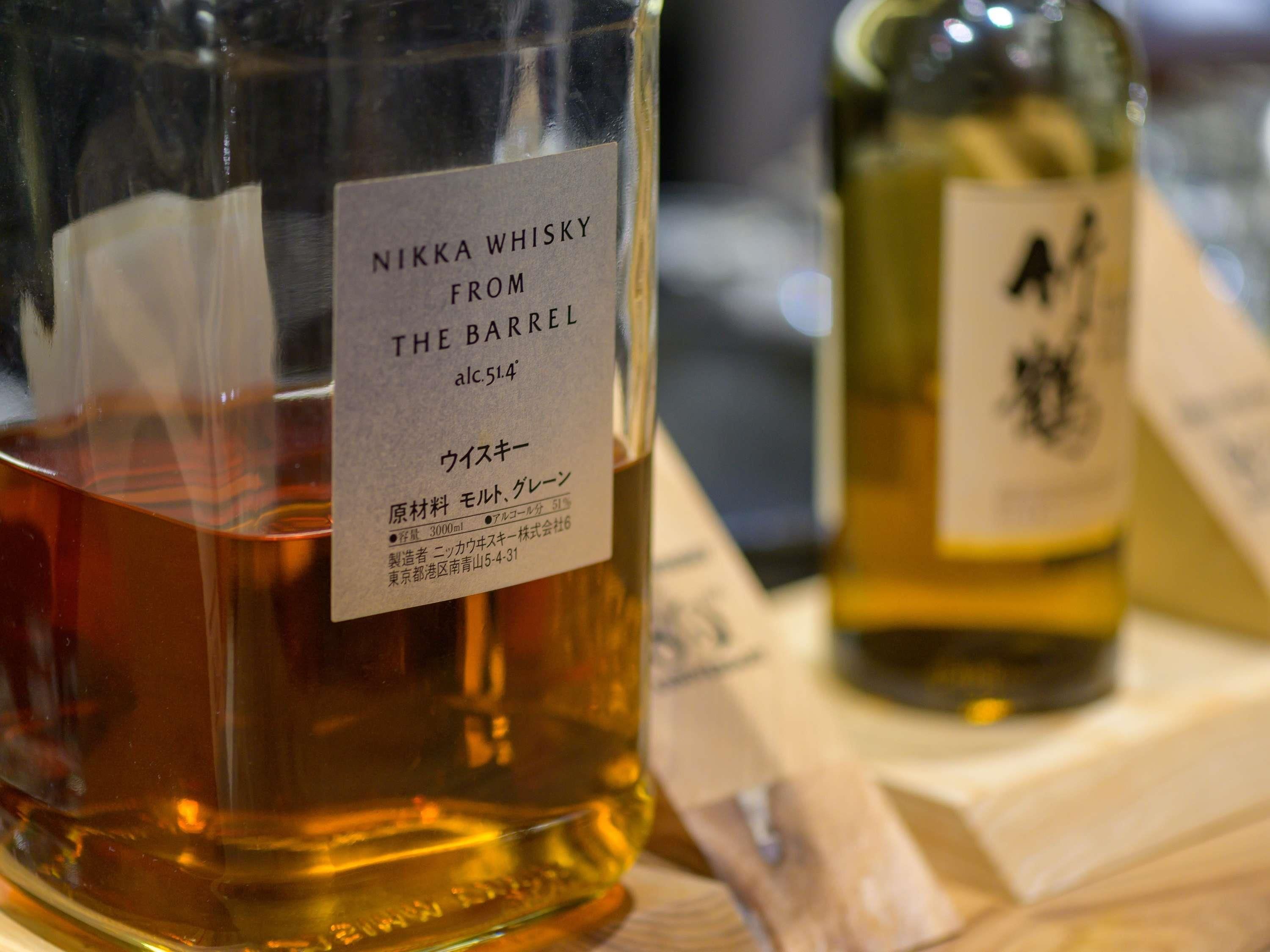 Two bottles of Nikka Whisky from The Barrel with labels indicating 51% alcohol content.