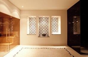 Sauna, steam room, body treatments, aromatherapy, hot stone massages