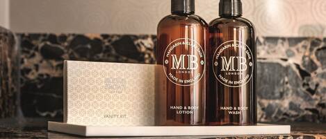 A vanity kit with a hand and body lotion and a hand and body wash.