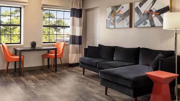 Premium bedding, desk, blackout curtains, iron/ironing board