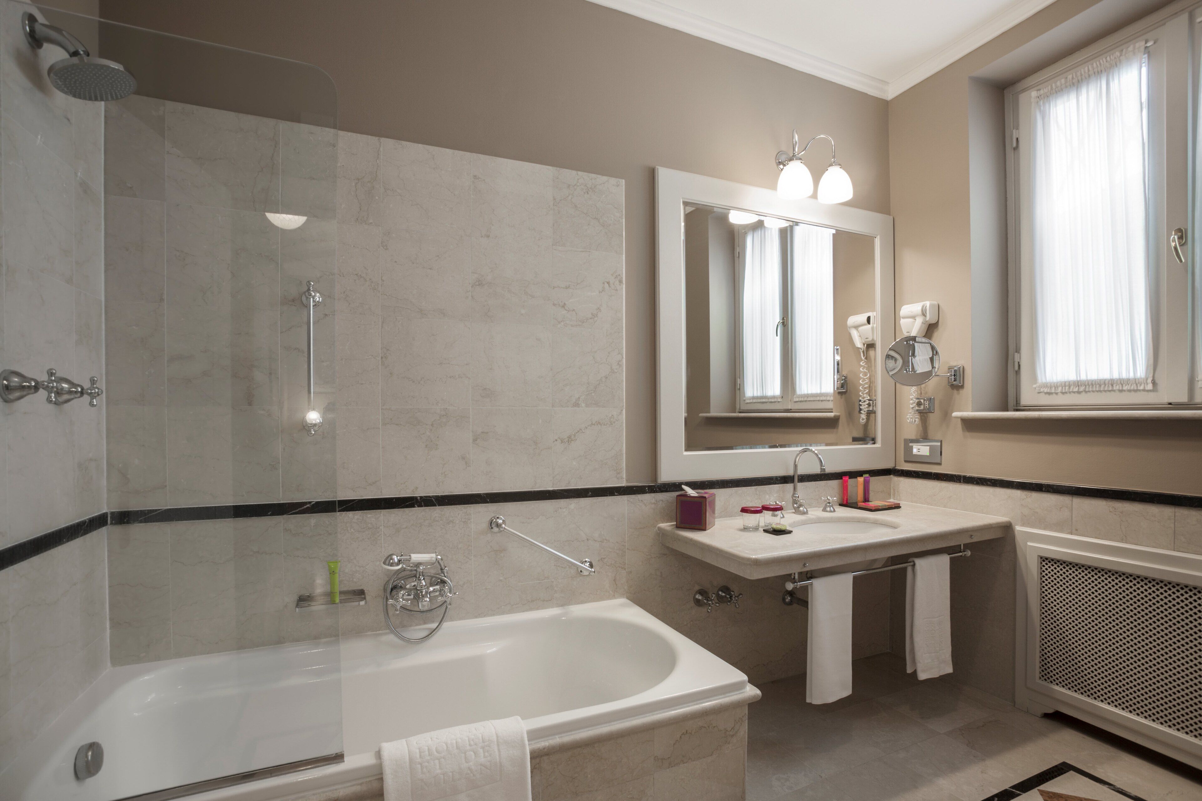 classic double or twin room | bathroom | designer toiletries, hair dryer, bathrobes, slippers