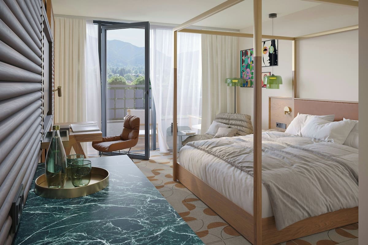 Roupas de cama premium, edredons de pluma, frigobar, cofres nos quartos