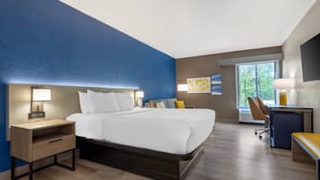 Room, 1 Queen Bed, Non Smoking | Desk, laptop workspace, blackout drapes, iron/ironing board